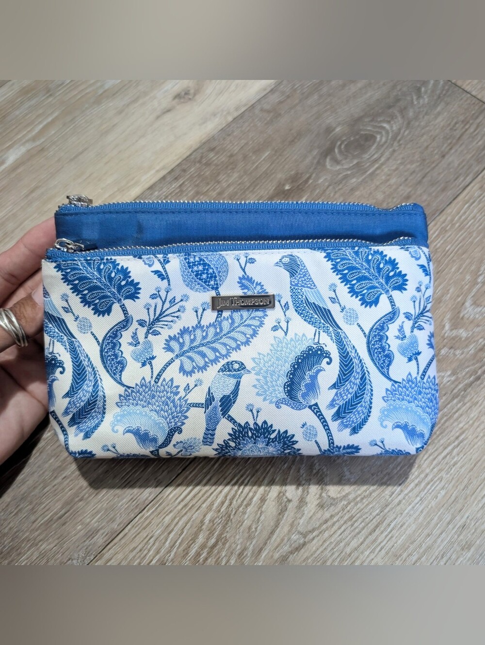 Jim Thompson Nokmai silk mirror caseCosmetics jewelry case pouch zipper bag 2